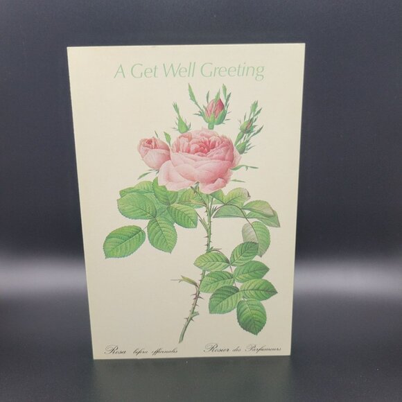 Vintage Fantusy Get Well Greeting Card Envelope Pink Roses Well Wishes Unused - Picture 1 of 6